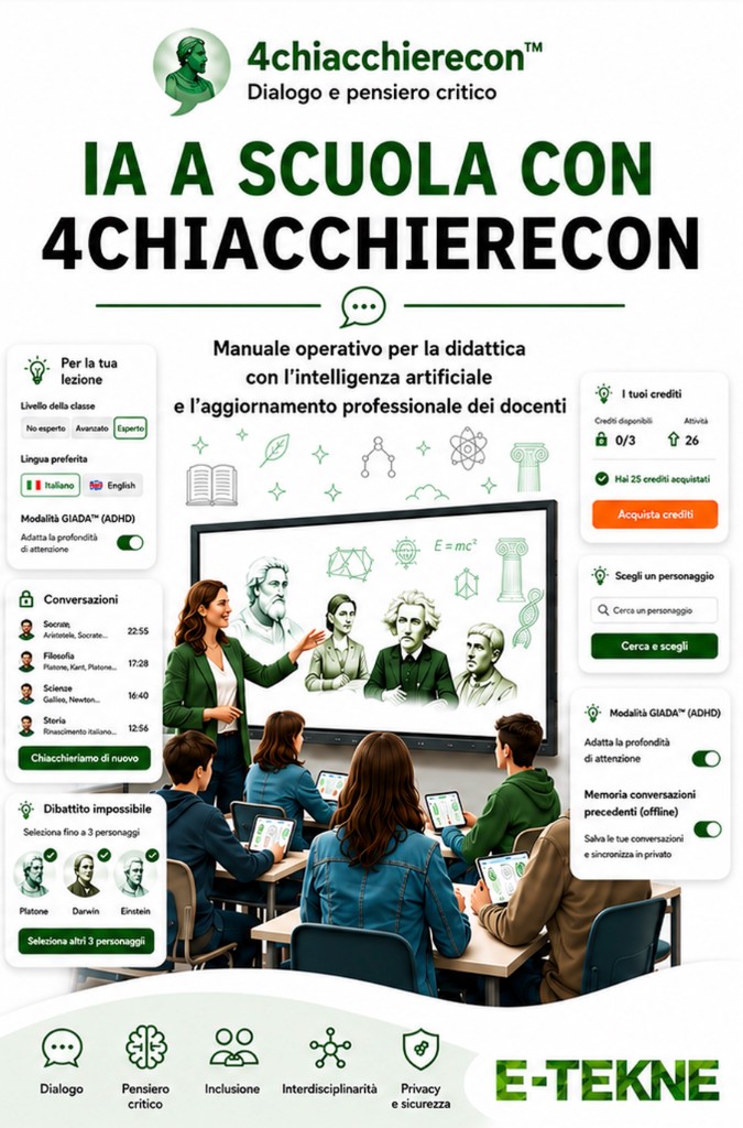 Copertina della guida IA a scuola con 4chiacchierecon®